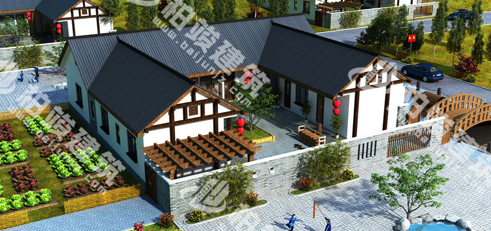 農(nóng)村自建三合院設(shè)計(jì)圖，大尺度中式庭院，造價(jià)僅20萬(wàn)
