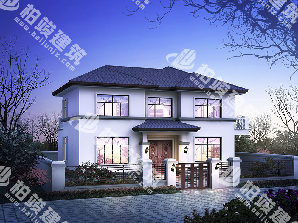 二層現(xiàn)代風(fēng)格自建房設(shè)計(jì)圖，框架結(jié)構(gòu)，大氣設(shè)計(jì)