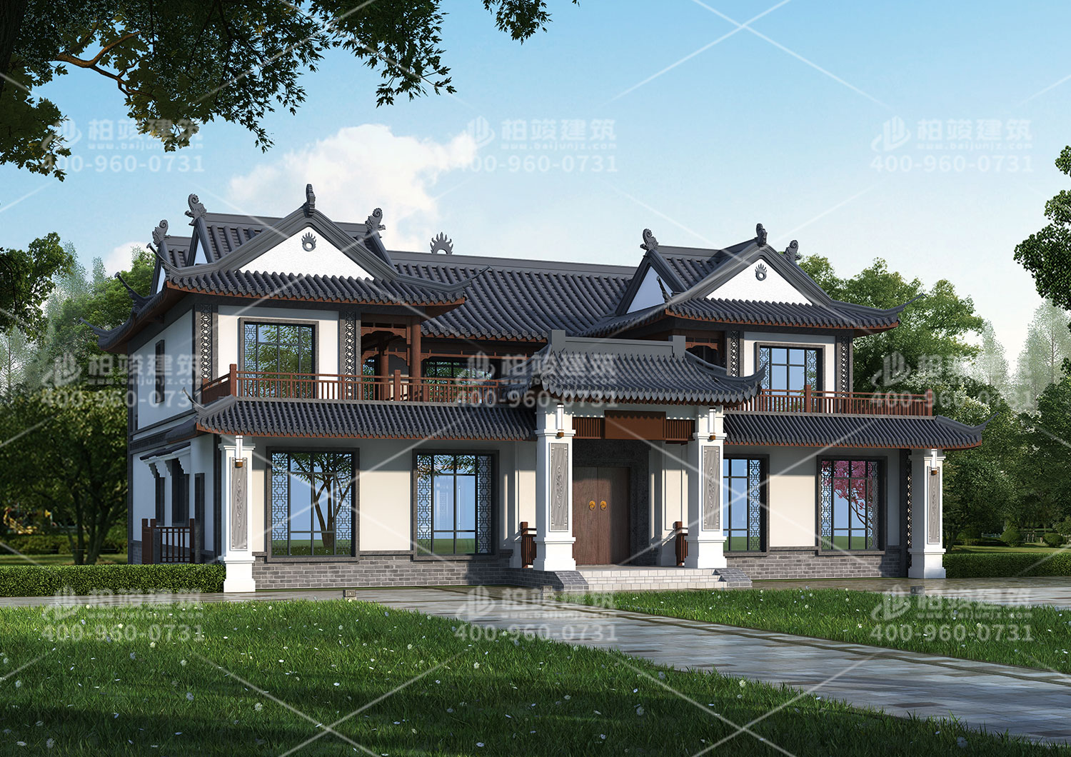 中式二層別墅設(shè)計(jì)，外觀漂亮還實(shí)用。