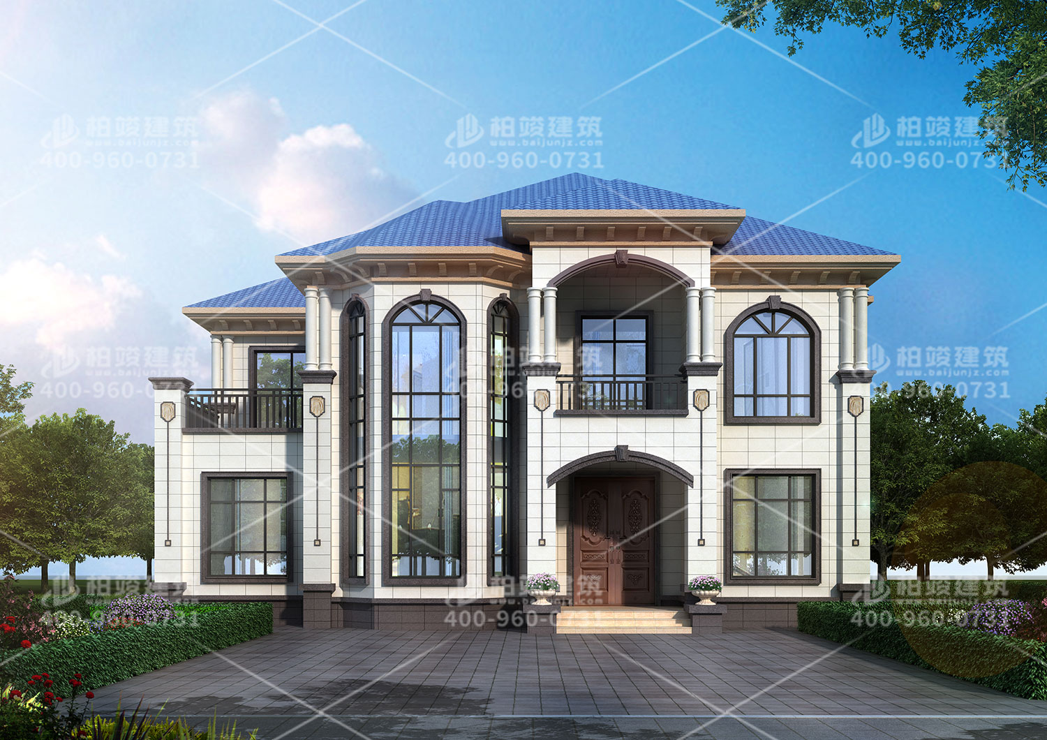 二層樓房設(shè)計(jì)，帶羅馬柱經(jīng)典歐式