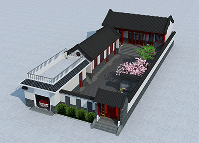 一層自建房設(shè)計(jì)圖，中式合院