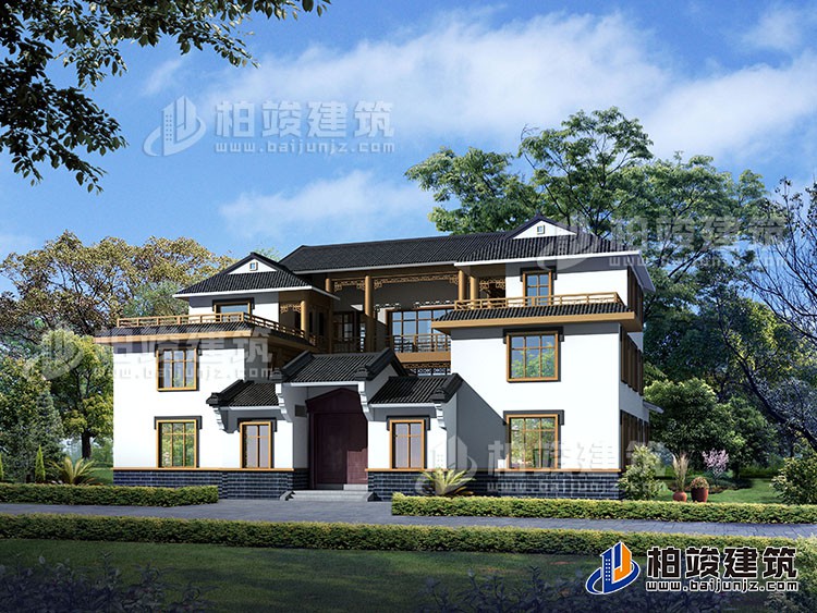 豪華新中式四合院別墅設(shè)計圖、施工圖 造價40萬BZ354-新中式風(fēng)格