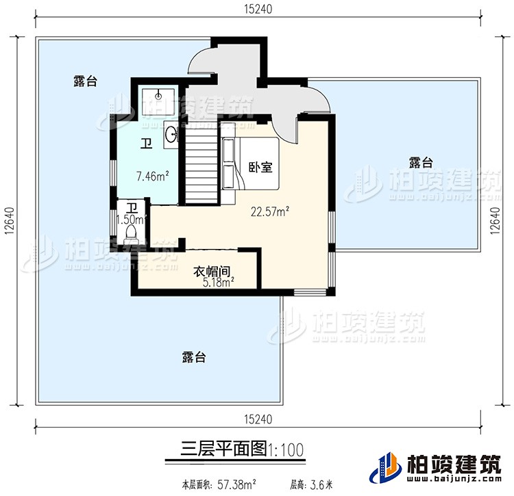 三層：臥室、公衛(wèi)、衣帽間、三露臺(tái)