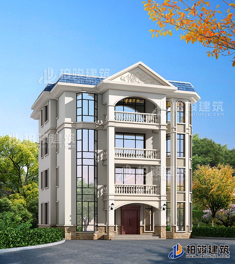 四層豪華歐式別墅自建樓房設(shè)計圖紙，帶效果圖和全套施工圖BZ407-簡歐風(fēng)格