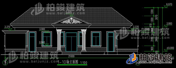 農(nóng)村蓋房設(shè)計(jì)大全一層房子的設(shè)計(jì)圖紙，帶漂亮的小院子BZ116-簡(jiǎn)歐風(fēng)格
