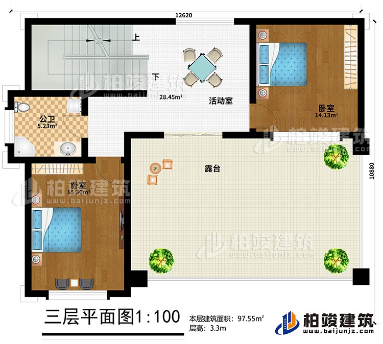 三層：活動室、2臥室、公衛(wèi)、露臺