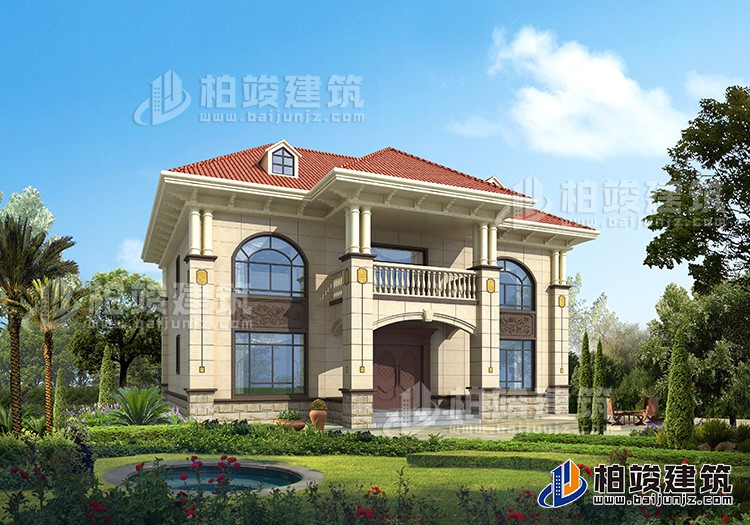 二層歐式復式小別墅設計方案，全套建筑設計圖紙BZ2518-簡歐風格