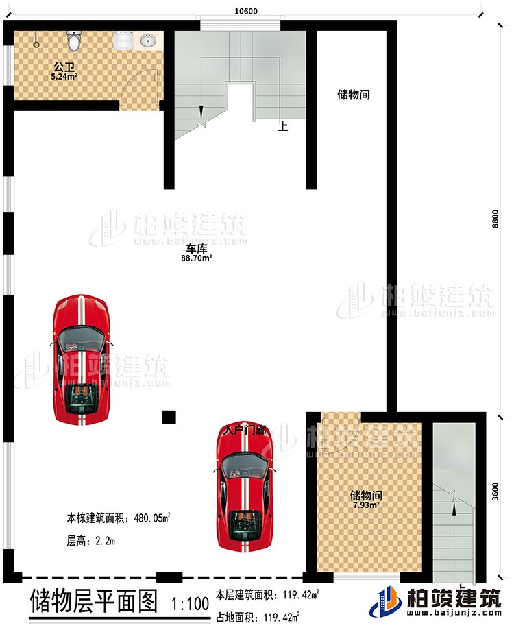 地下室：2儲物間、公衛(wèi)、車庫