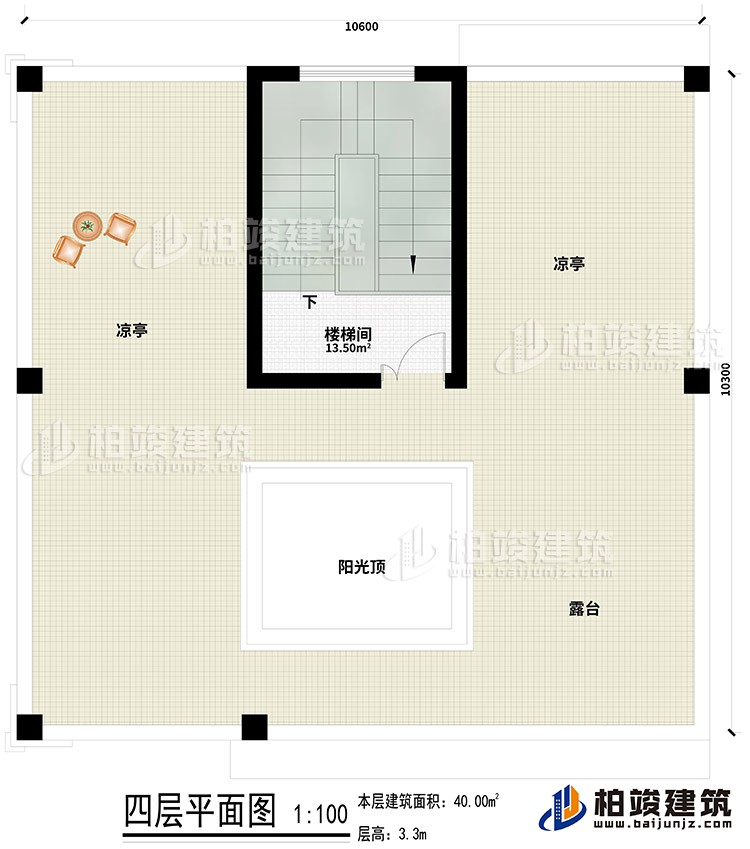 四層：樓梯間、2涼亭、露臺、陽光頂
