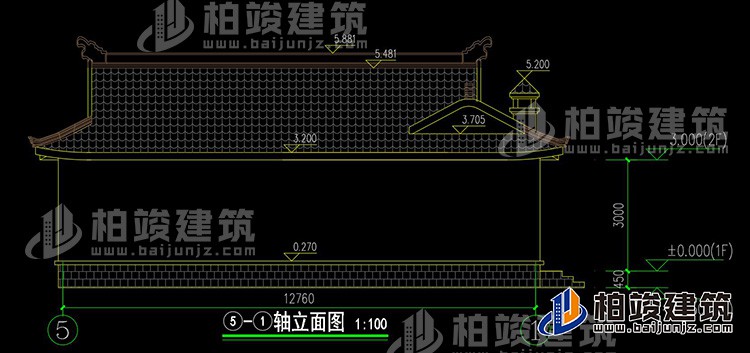 農(nóng)村一層三合院設計圖和效果圖BZ171-新中式風格